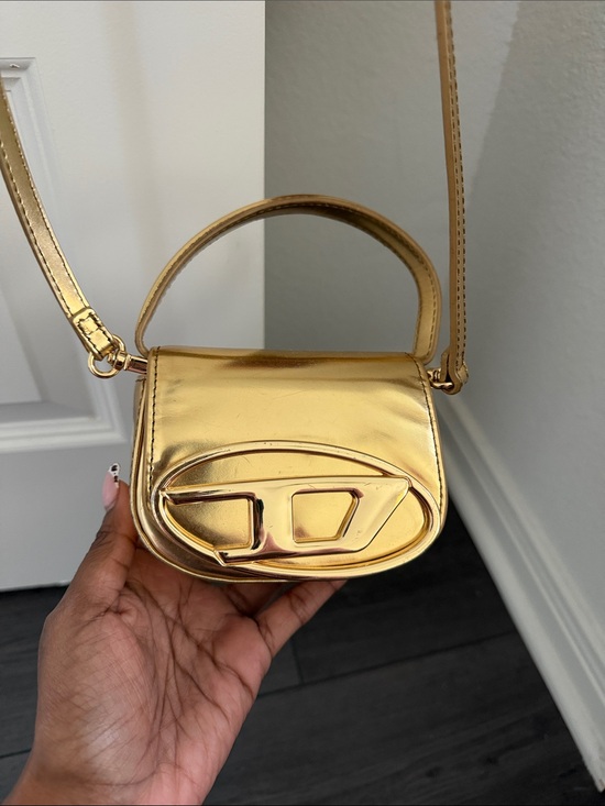 Diesel Handbags - Diesel Metallic Gold Mini Crossbody with Top Handle